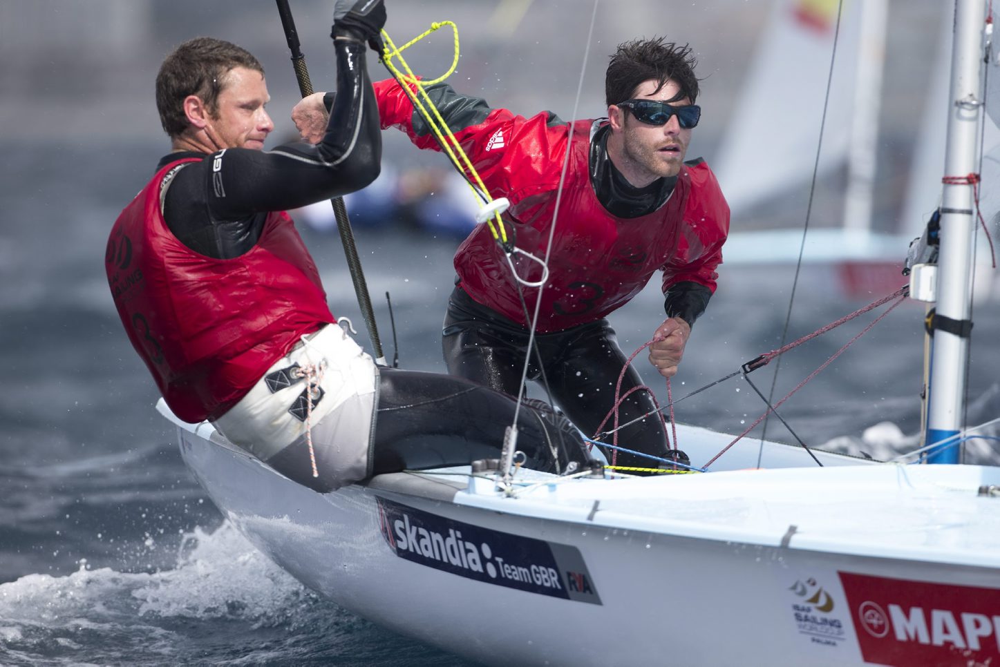 Luke (right) sailing with new partner Joe Glanfield on their Road to Rio 2016