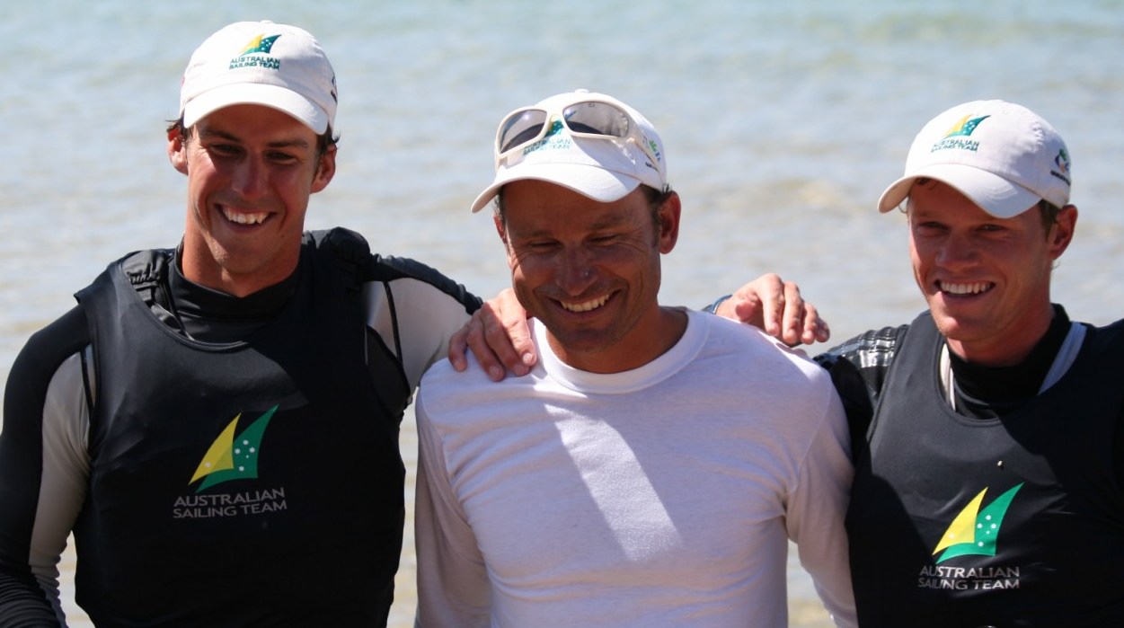 Emmett Lazich after coaching Nathan Outteridge and Ben Austin to 49er Worlds 2008 victory