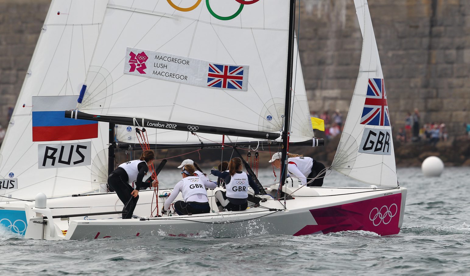 Lucy Macgregor, Annie Lush and Kate Macgregor in action at the 2012 Olympics