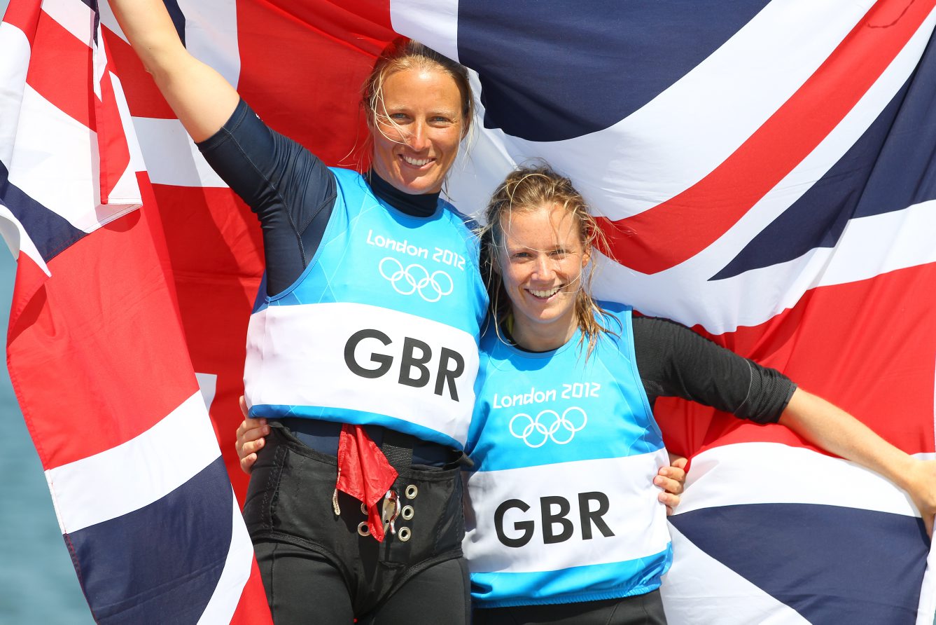 Saskia Clark (left) and Hannah Mills in action at the 2012 Olympic Games 