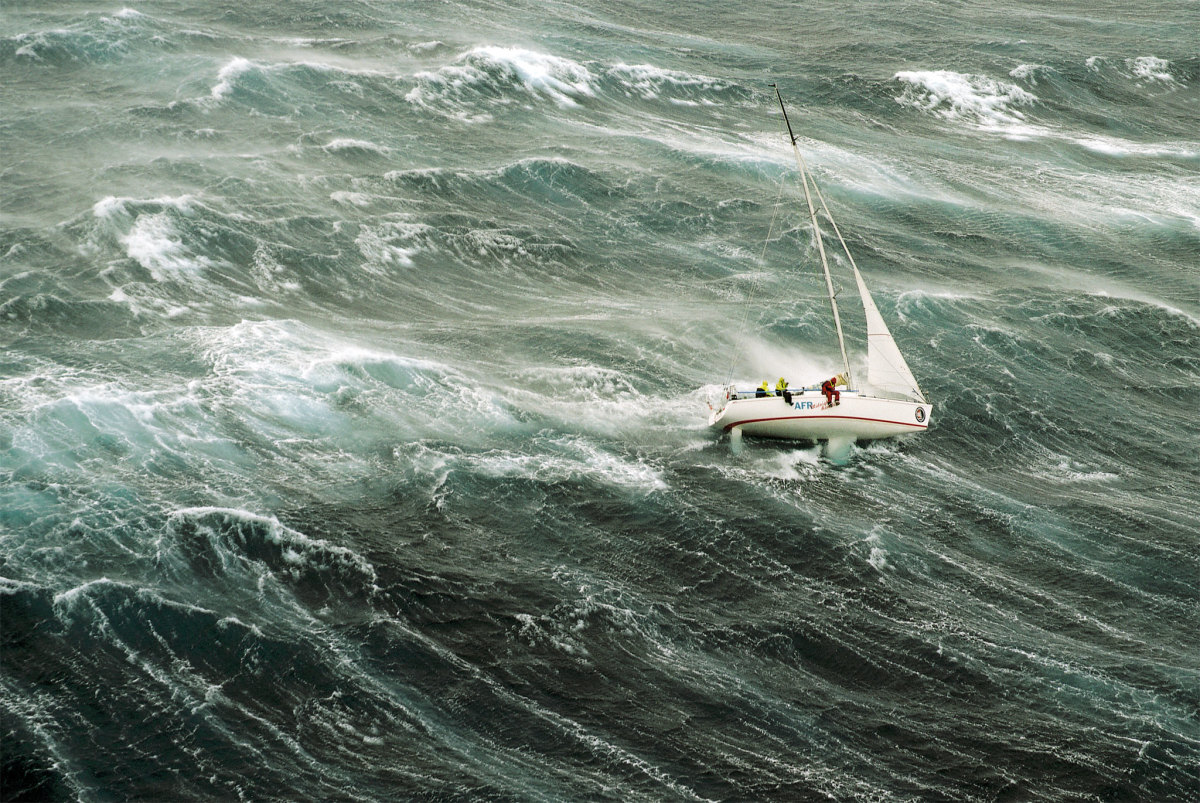 Survival storm conditions in the infamous 1998 Sydney-Hobart Race. Are you prepared to set sails in a blow like this?